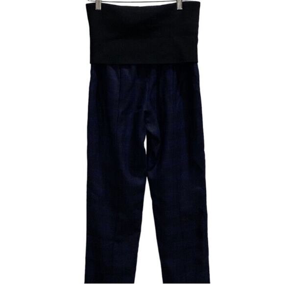 Tibi Designer Womens Blue Wool Plaid Pants, High-Rise, Black Lining, New Sz 6 - Picture 6 of 10